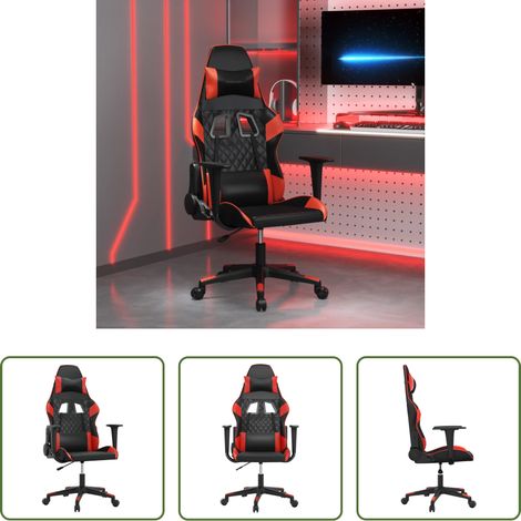vidaXL Chaise de jeu réglable - Chaise de jeu Noir et rouge Similicuir (1/5)