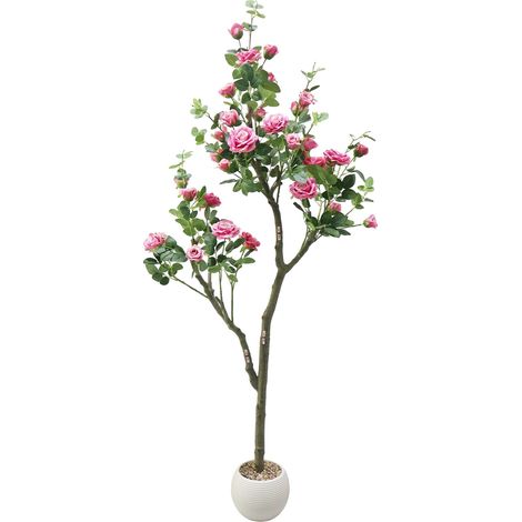 Árbol de flores artificial, 180 cm de altura, ideal para diversas decoraciones, color rosa. (1/2)