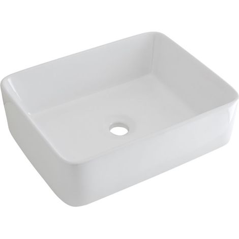 Hudson Reed – Vasque à poser rectangulaire 48cm x 37cm – Céramique blanche résistante – Abattant dé-clipsable à fermeture douce – Norme EN14688