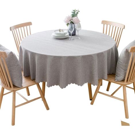Nappe Ronde antitache Protéger et décorer la Table Nettoyage Facile Gris Clair Diamètre 140 cm