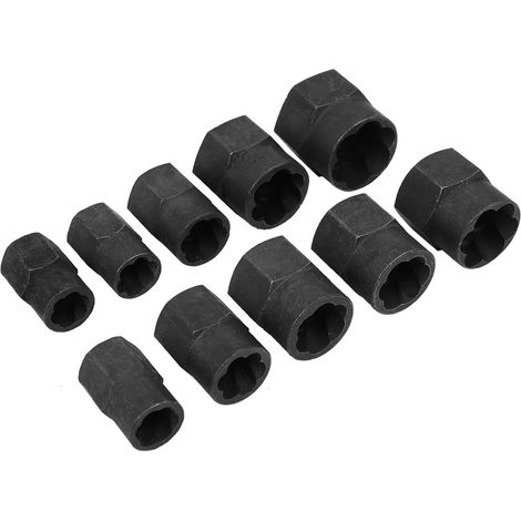 Kit de 10 outils d'extraction d'écrous endommagés pour écrous cassés de 9 à 19 mm, extracteur en boîte aluminium (1/5)