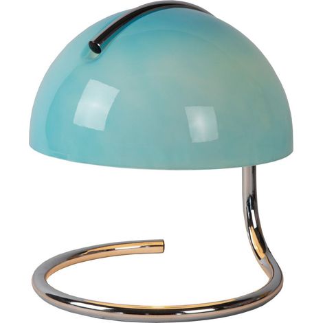 Lampe de table ronde bleue métal chrome E27 Lucide (1/2)