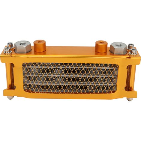 Kit 17 pièces radiateur d'huile moto aluminium 4 rangées refroidisseur moteur remplacement pour Monkey 125cc-140cc doré (1/5)