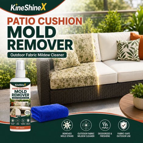 KineShineX Anti-Schimmel-Spray für Outdoor-Kissen 100 ml – Fleckenentfernung und Pflege von Schimmel auf Terrassen- und Sofakissen (1/5)