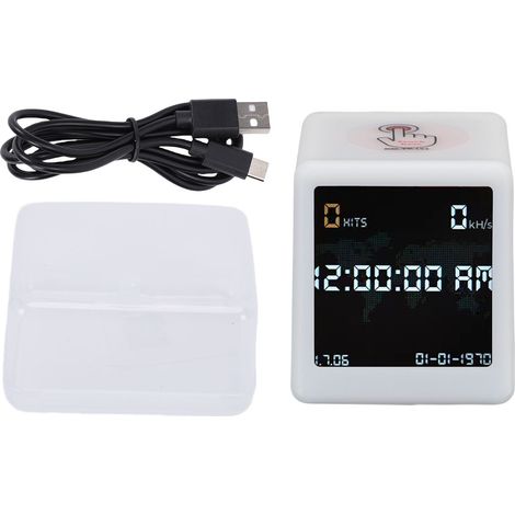 Bitcoin Lottery Miner Horloge numérique WiFi Bluetooth 1060 kHz/s Taux de hachage Solo avec affichage de la température et de l'humidité Blanc (1/5)