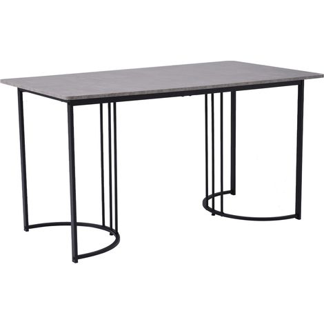 Table à manger rectangulaire 140x80cm - Plateau Modèle de marbre moderne & pieds réglables - Structure métal grise - Cuisine/salon (1/5)