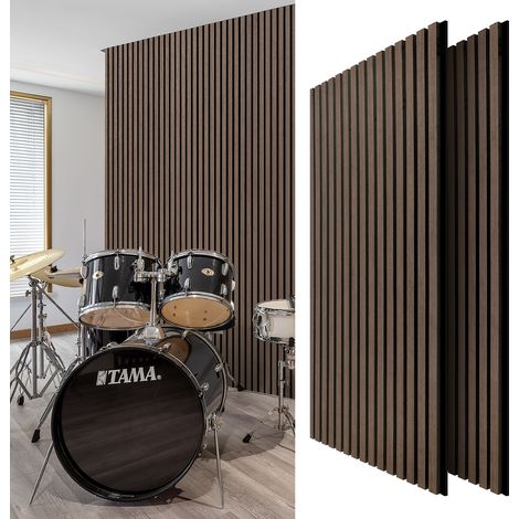 Jiubiaz 2 Stück Selbstklebend  Akustikpaneel Wandpaneel Moderne Wandpaneele  Akustik HolzwandHolz  MDF Wandpaneele 120x60x2.1cm Walnuss