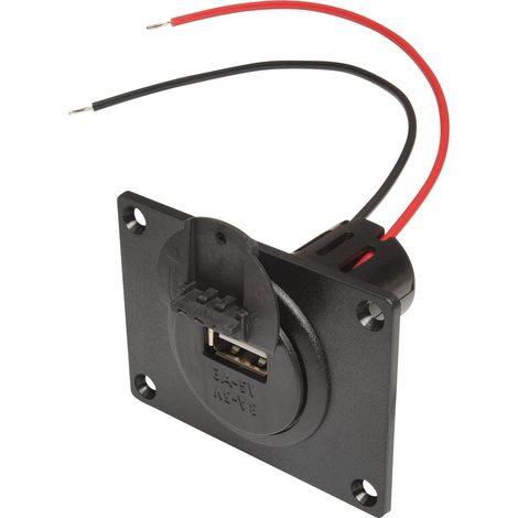 ProCar Prise d’alimentation USB encastrable avec plaque de montage et cache Charge de courant max=3 A Convient pour (détails) USB-A Prise 12 V sur W724491 (1/2)