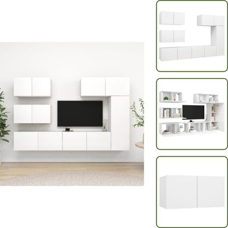 The Living Store Ensemble de meubles TV 6 pcs Blanc Bois d'ingénierie - Meuble TV moderne (1/5)
