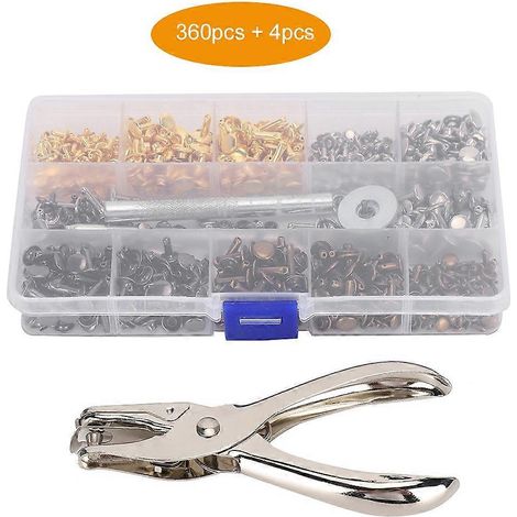 Kit de 360 rivets à double tête, 4 outils inclus, fixations à tête ronde, accessoires pour le travail du cuir (1/4)