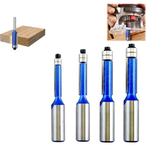 Outil de coupe biaxial, jeu 4 mèches toupie à tige affleurante, outils qualité industrielle pour le travail du bois, foret centrage automatique (1set 1/4) - (1/5)