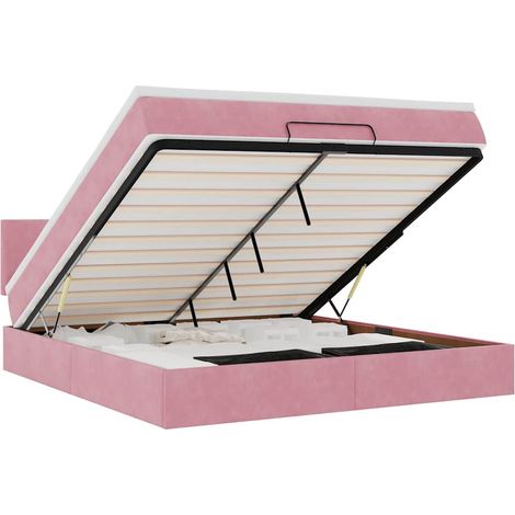 Maison Exclusive - Ottoman-Bett mit Matratze & LEDs Rosa 160x200