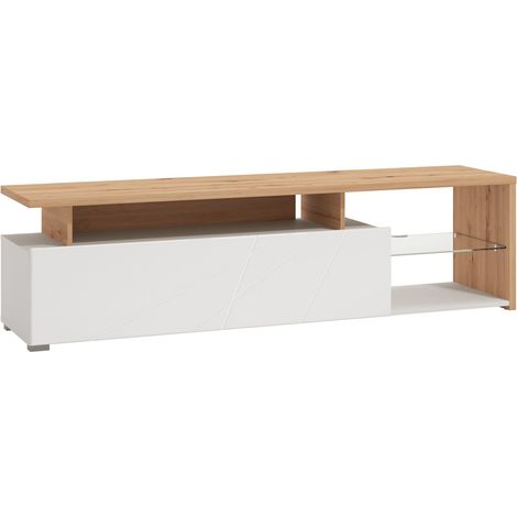 Mobile Porta tv Induno, Cassetti, 3 Ripiani, Un'anta, 170x41.5x46.5h cm Bianco