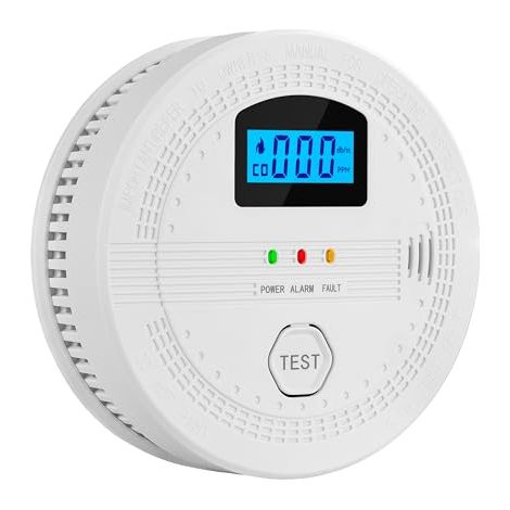 Portable 2-in-1 Smoke and Carbon Monoxide Detector - Fire and CO Alarm, Battery Powered - Digital Display