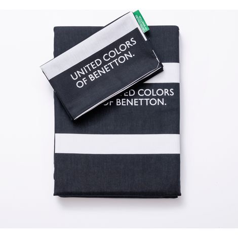 Benetton SET BLACK & WHITE Juego de Cama con 1 funda Almohada 80X80 cm y Funda Nórdica 135x200cm – Juego Cama Small (1/5)