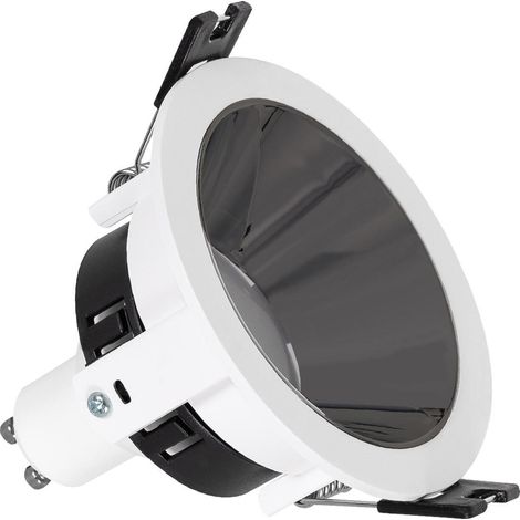 Foco Downlight Cónico GU10 6W Corte Ø 75 mm PC Galvanizado No Flicker 4000K Negro Blanco Neutro