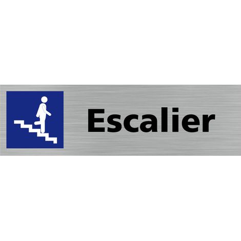 Pictogramme ESCALIER (Q0224).- Adhésif aspect aluminium brossé - (1/5)