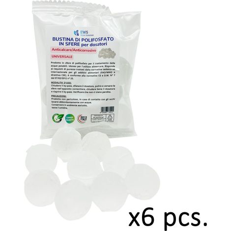 Ricariche di polifosfati in bustine monodose per Caldaia 6 bustine da 80g di polifosfato Anticalcare e Anticorrosivo per dosatori proporzionali Confezione IMMAK da 6 pcs da 80 gr ciascuna