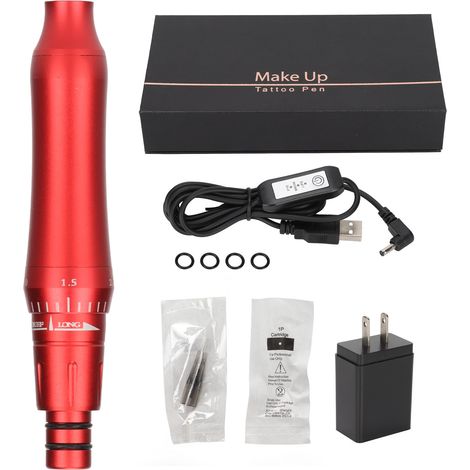 Machine de Microblading Professionnelle en Alliage d'Aluminium pour Sourcils, Eyeliner et Lèvres - 110-240V avec Prise US Rouge (1/5)