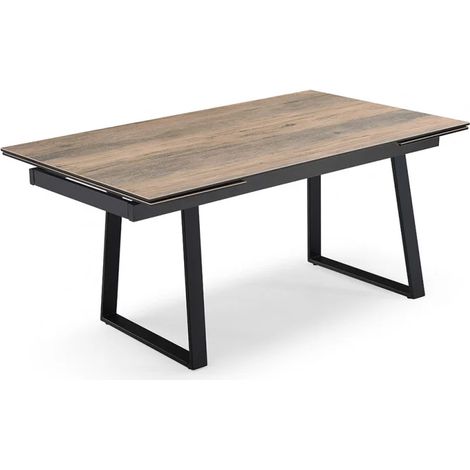 Table extensible 160/240 cm céramique effet bois pieds luge - TEXAS 02 (1/5)