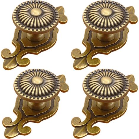 Möbelknöpfe aus Messing – Vintage-Schubladengriffe in Pilzform mit Montageplatten – Griffe für Küchen, Schränke, Kleiderschränke und Kommoden (goldfarben, 4er-Set) (1/5)