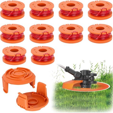 Lot de 12 bobines rechange pour débroussailleuse Worx avec 10 et 2 couvercles bobine modèle WA0010 - (1/5)