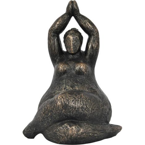 Iris Praying Feminine Form Resin Sculpture - Limestone/Polyresin - L13 x W18 x H24 cm - Bronze