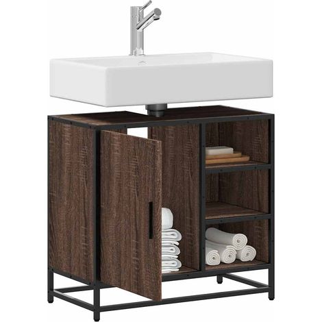 vidaXL Mobile Lavabo Bagno Rovere Marrone 65x33x60cm Legno