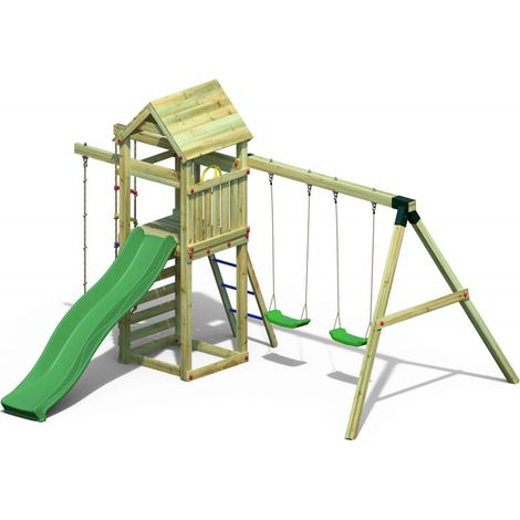 Parco Giochi Bimbi da Giardino in Legno Torretta Altalena Scivolo Corda