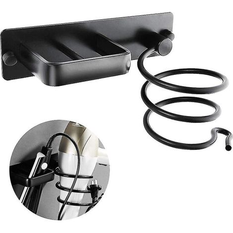 Aluminiumständer für Haartrockner und Glätteisen (Bohren erforderlich) – Schwarz (1/4)