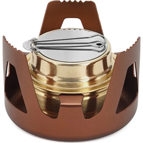 Réchaud à alcool miniature portable ultraléger en laiton pour le camping et les excursions en pleine nature. (1/3)