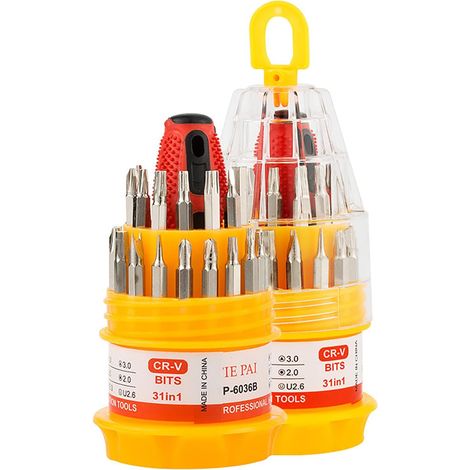 2 Sets de Tournevis de Précision 31 en 1 Magnétiques : avec Étui de Rangement, Kits d'Outils de Réparation pour Ordinateur, Téléphone Portable, Lunettes et Vélo (1/5)