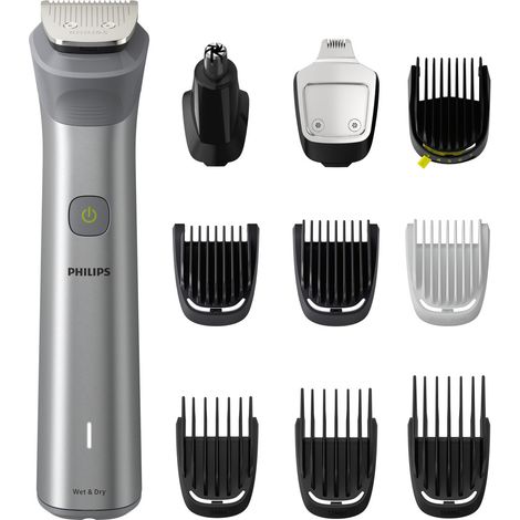 Philips MG5920-15 Serie 5000 Regolabarba Multigroom 10 in 1 Viso Capelli Corpo lame autoaffilanti autonomia 120 min colore Acciaio inox (1/4)