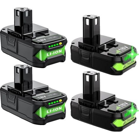 Batterie de remplacement, Li-ion, 18V, compatible avec Ryobi, 2 3Ah 2 6Ah (1/2)