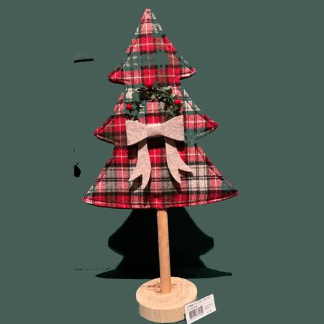Weihnachtsbaum dekorativ mit Karomuster und Schleife, 48 cm (1/2)