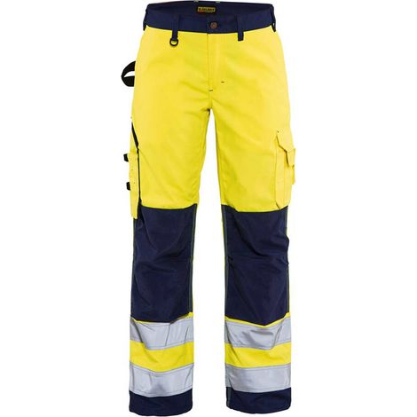 Pantaloni da lavoro ad alta visibilità donna 7155 - Giallo fluorescente/Blu navy L - FR(44) - SE(C42) - Norme (1/5)