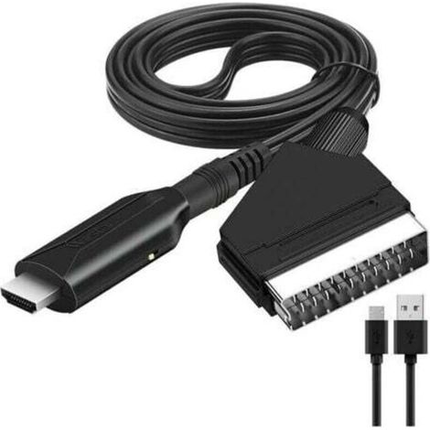 Câble SCART vers HDMI - Adaptateur SCART vers HDMI - Convertisseur audio vidéo tout-en-un SCART vers HDMI 1080p/720p (1/4)