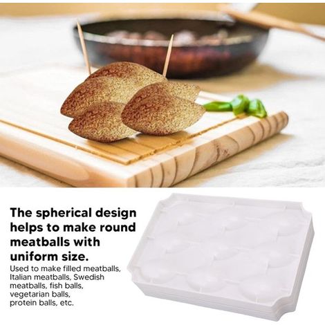 Stampo per polpette, strumento manuale fai-da-te per pressare il polpettone, stampo resistente per polpette fatte in casa, accessori da cucina per preparare kubba (9 scomparti) (1/4)