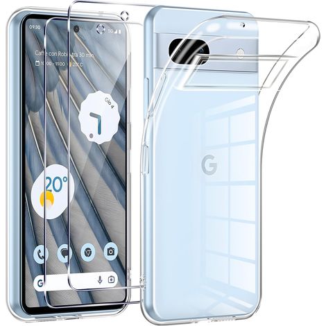 Coque pour Google Pixel 7a 5G,avec 2 pièces Verre trempé,Transparence Souple TPU Étui Protection pour Pixel 7a 5G,Bumper Housse Prévention des Chutes,Anti- Rayures,Ultra Mince (1/5)