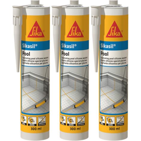 3er Set SIKA Sikasil Pool Silikon Versiegelung - Grau - 300ml (1/2)