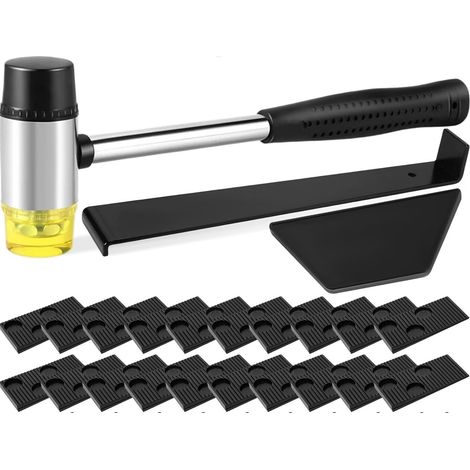 Kit Installation Parquet Flottant - Maillet Caoutchouc 26 cm - Tire-Lame Acier - Bloc Frappe PP - 20 Entretoises - 23 Pièces