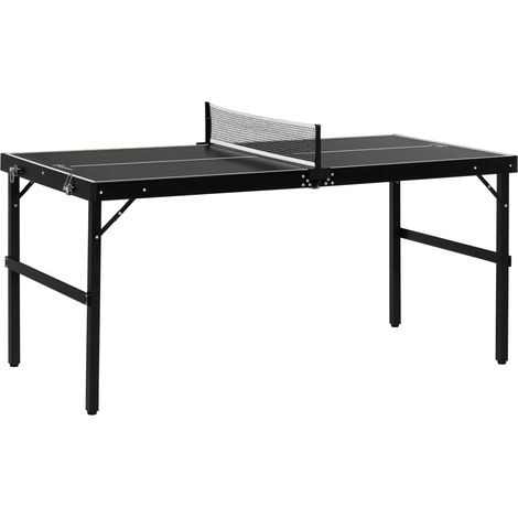 SPORTNOW 5ft Mini Table Tennis Table, Folding Ping Pong Table with Net and Aluminium Frame, Portable Ping Pong Game Set for Indoor Outdoor Use, Black (1/5)