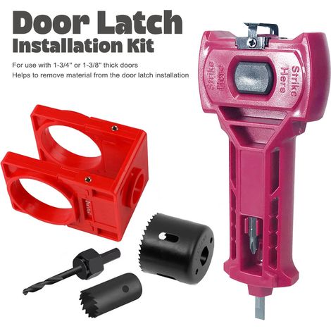 Kit d'outils pour loquet de porte (rouge) Kit d'outils : Jeu d'outils à tenon et mortaise pour serrures sphériques, disponible en plusieurs couleurs. (1/4)