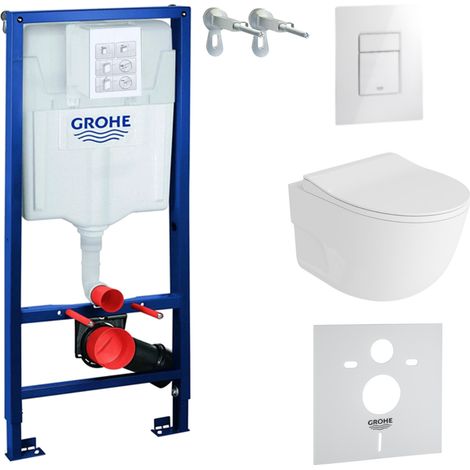 GROHE WC Set mit Vorwandelement, Wand-WC und Spülknopf (1/5)