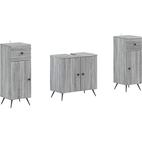 Maison Exclusive - Set di armadietti da bagno in 3 pezzi BREDA 3 pz Sonoma grigio (1/5)
