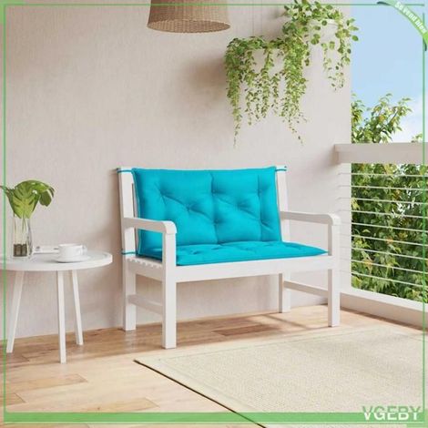 361677 Coussins de banc de jardin lot de 2 turquoise 100x50x7 cm tissu (1/5)