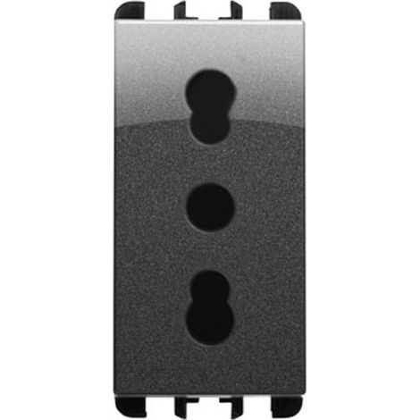 Presa italiana bipasso 2p+t 16a-250v 1 modulo acciaio scuro urmet 10303ac