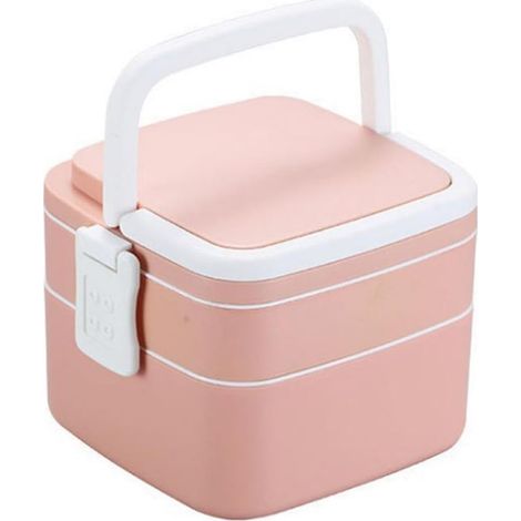 Boîte à bento portable en polypropylène rose, design simple (1/5)