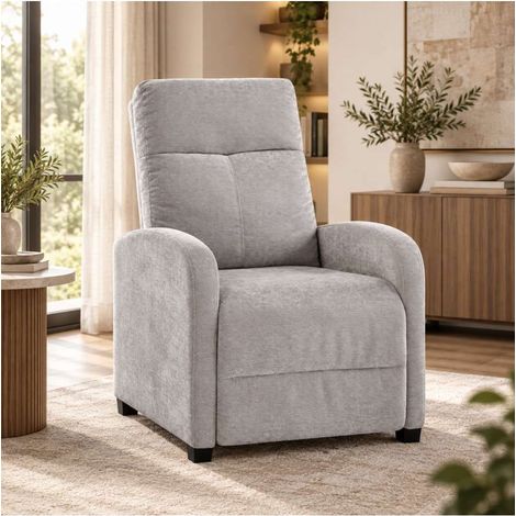 Poltrona Reclinabile in Velluto Grigio 80x66x95 cm - Polly Domo Mea (1/5)