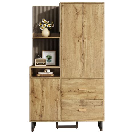 Ensemble d'entrée compact (comprend une armoire, un meuble mural, des étagères de rangement, une assise rembourrée et un meuble à chaussures) (1/5)